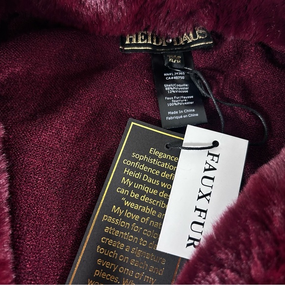 Heidi Daus Faux Fur Cloak Cape Wrap Batwing Sweater Shawl - Picture 3 of 11